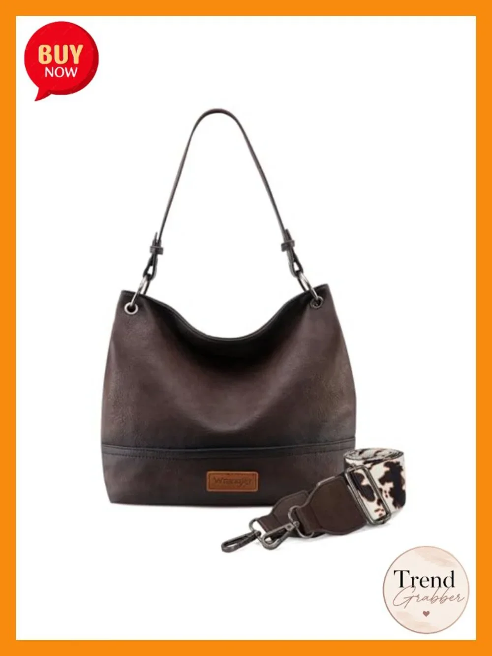 Vegan Leather Hobo Bag with Removable Crossbody Strap